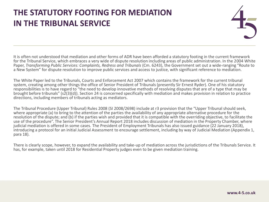 the statutory footing for mediation