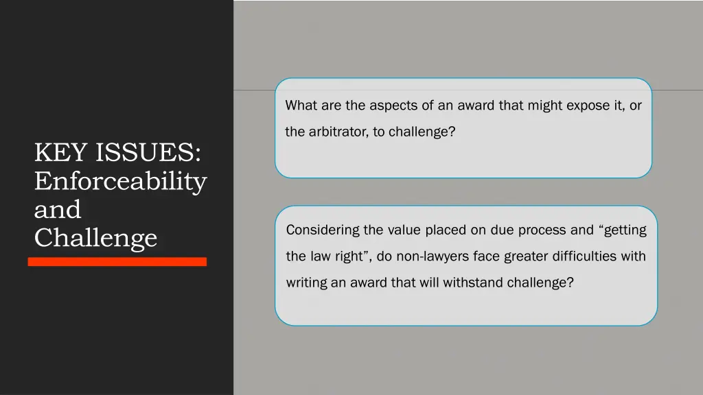 what are the aspects of an award that might