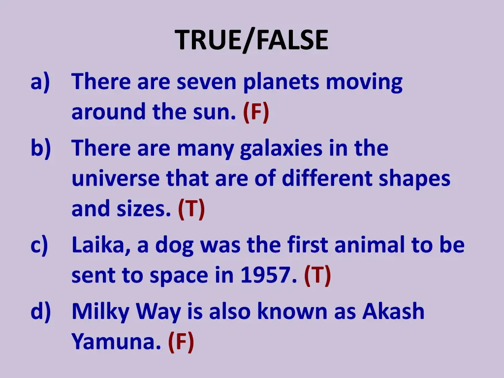 true false