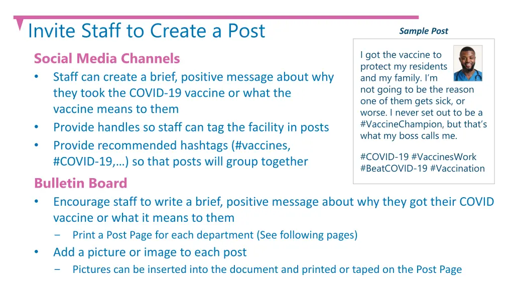 invite staff to create a post social media