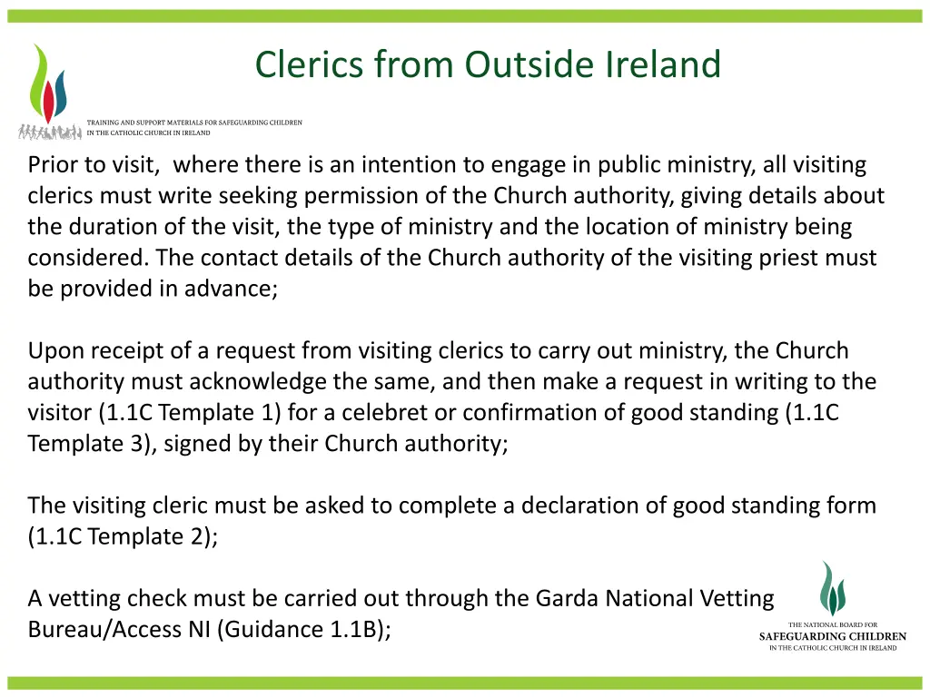 clerics from outside ireland