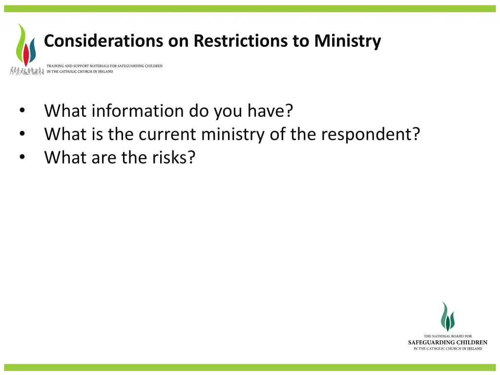 considerations on restrictions to ministry