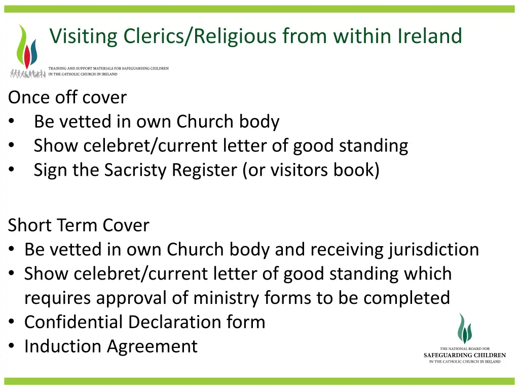 visiting clerics religious from within ireland