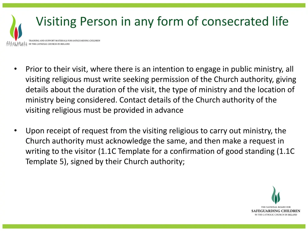 visiting person in any form of consecrated life