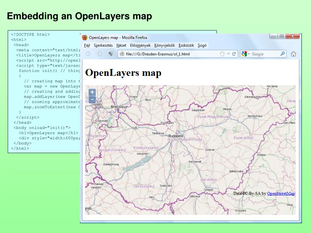 embedding an openlayers map 1