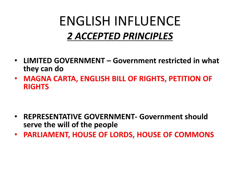 english influence 2 accepted principles