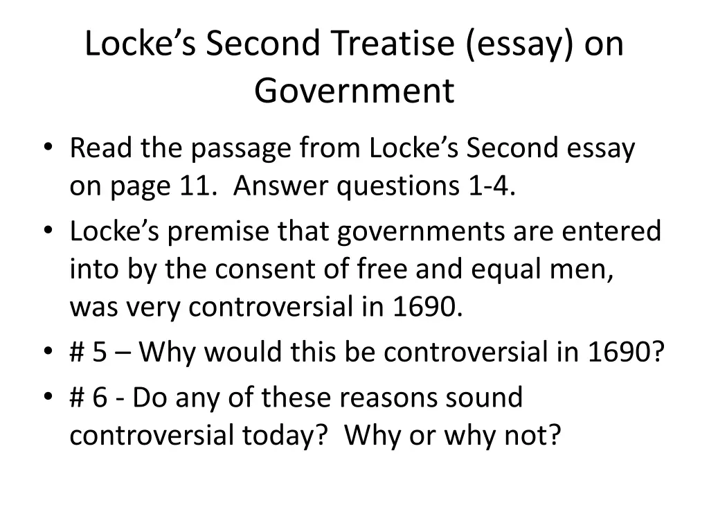 locke s second treatise essay on government
