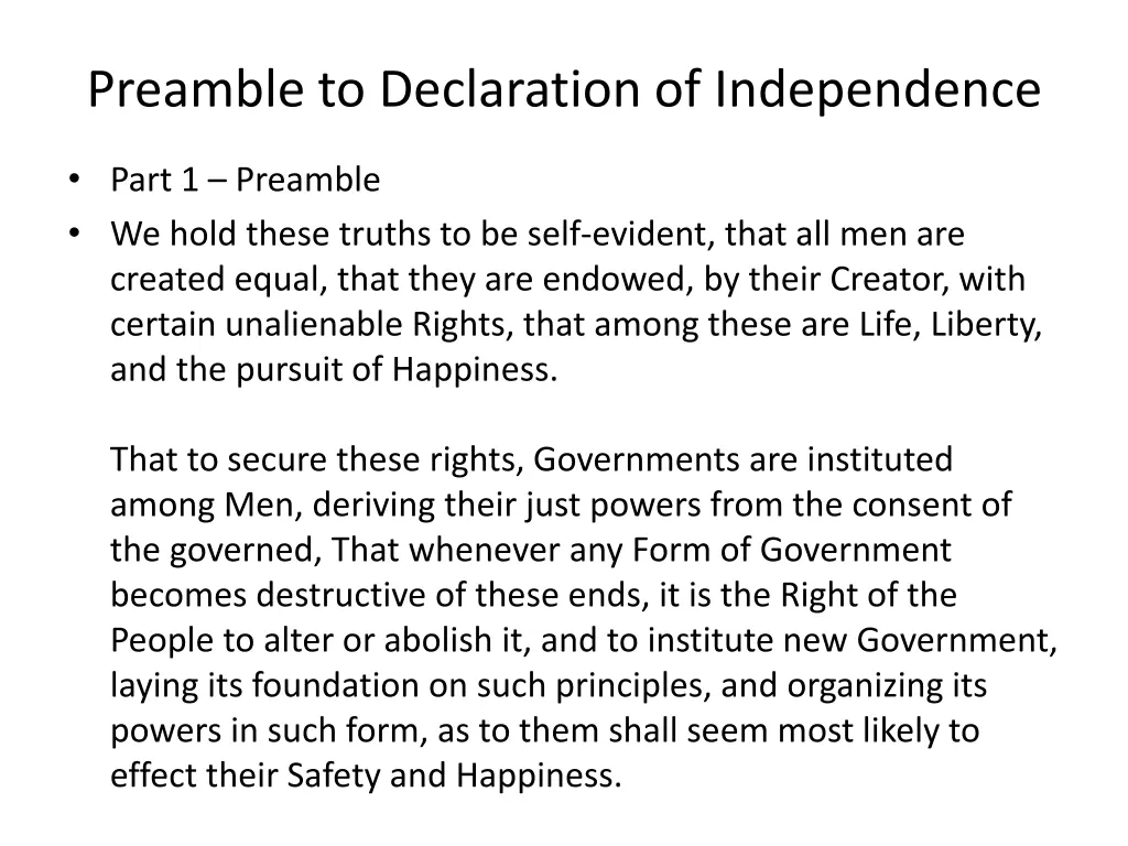 preamble to declaration of independence