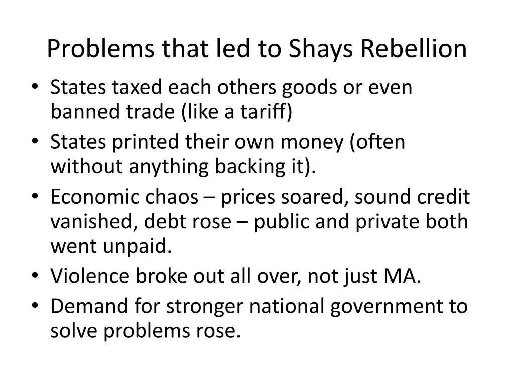 problems that led to shays rebellion states taxed