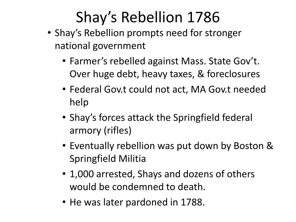 shay s rebellion 1786 shay s rebellion prompts