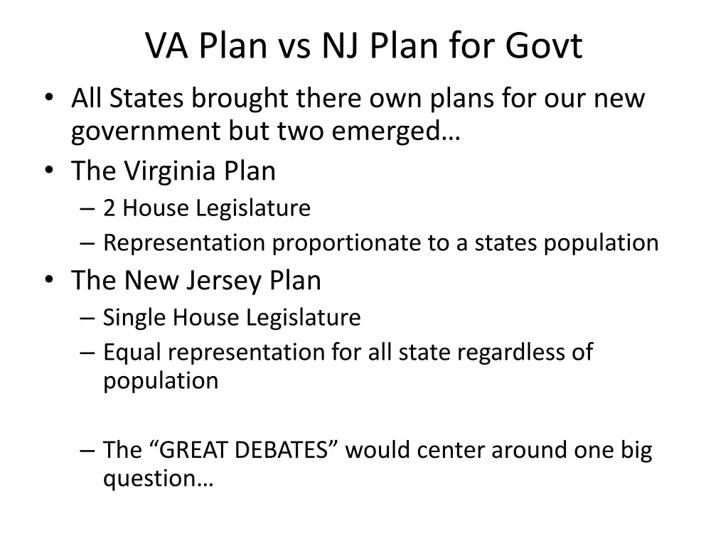va plan vs nj plan for govt all states brought