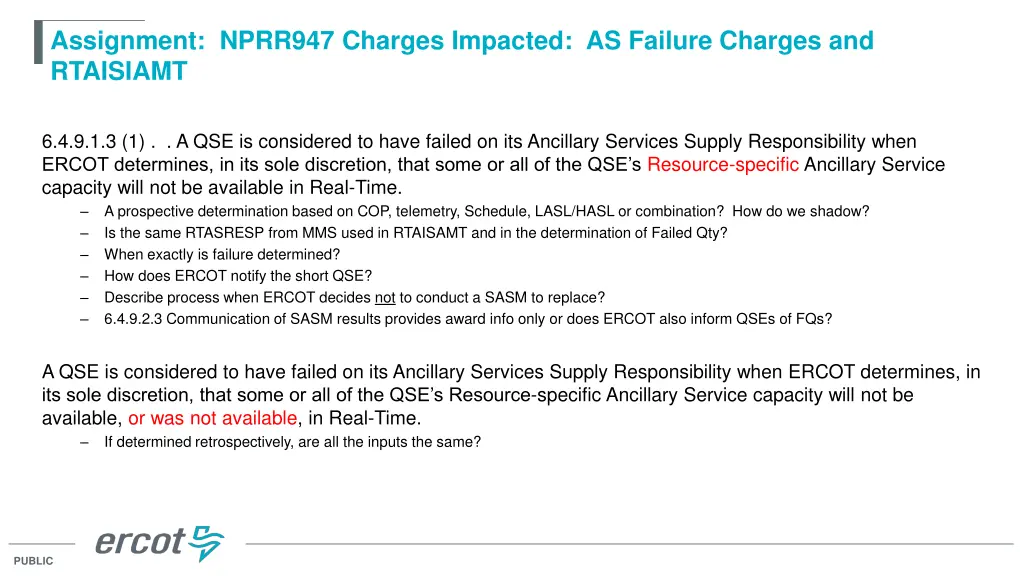 assignment nprr947 charges impacted as failure