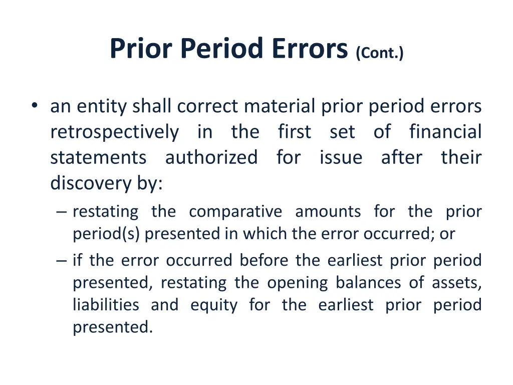 prior period errors cont