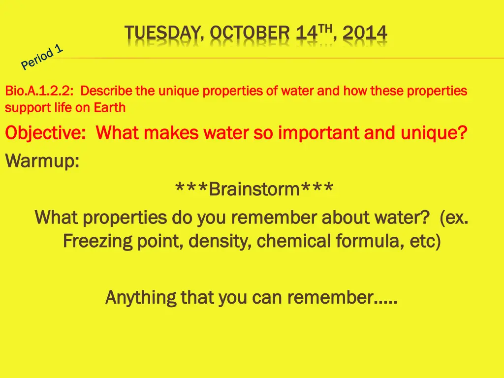 tuesday october 14 th 2014