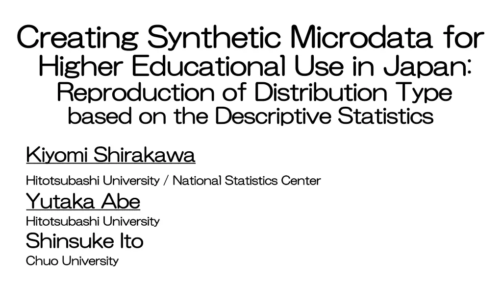 creating synthetic microdata creating synthetic