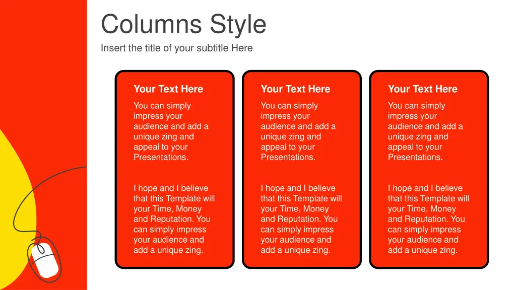 columns style insert the title of your subtitle 1