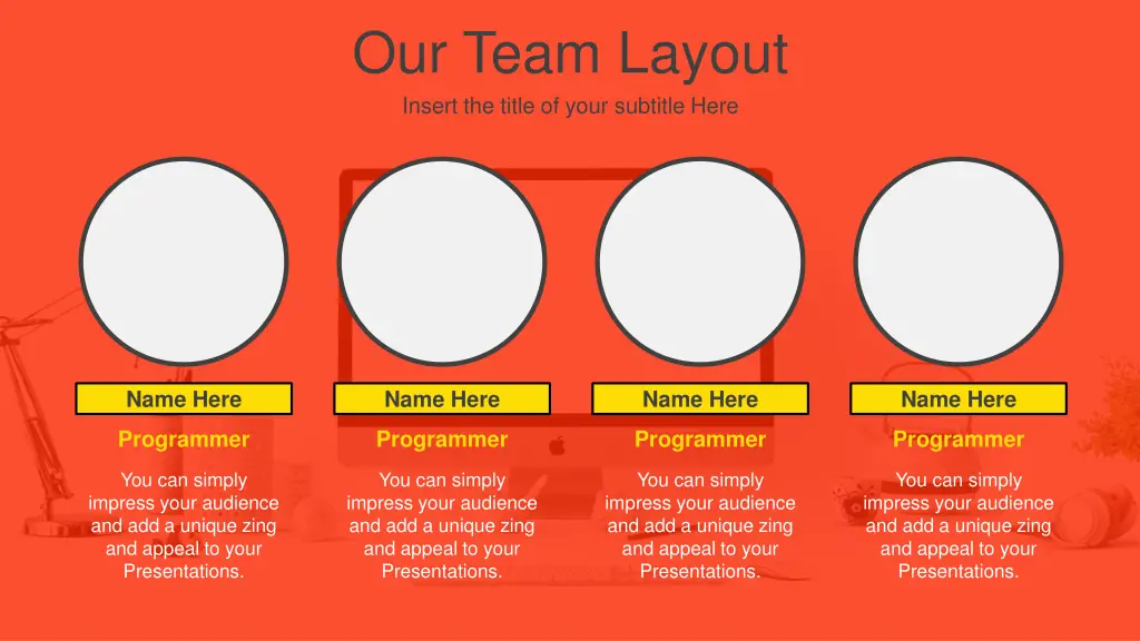 our team layout insert the title of your subtitle