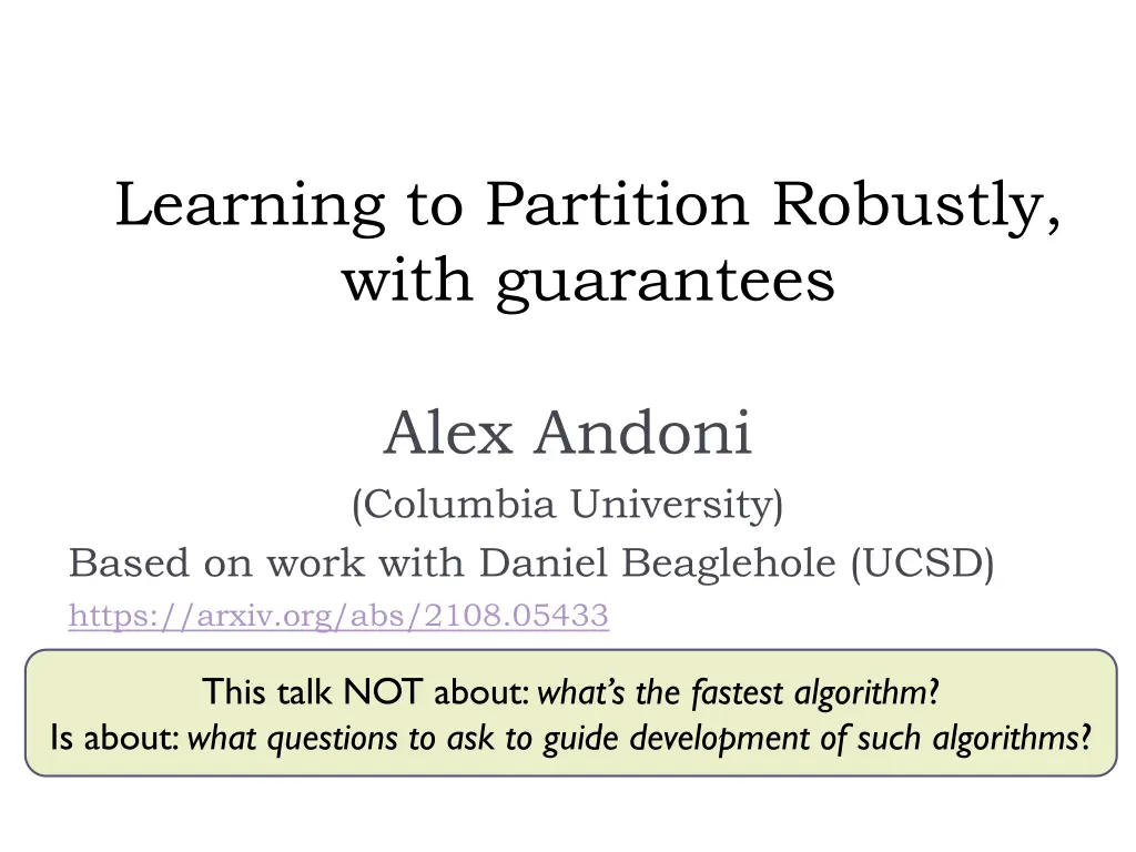 learning to partition robustly with guarantees
