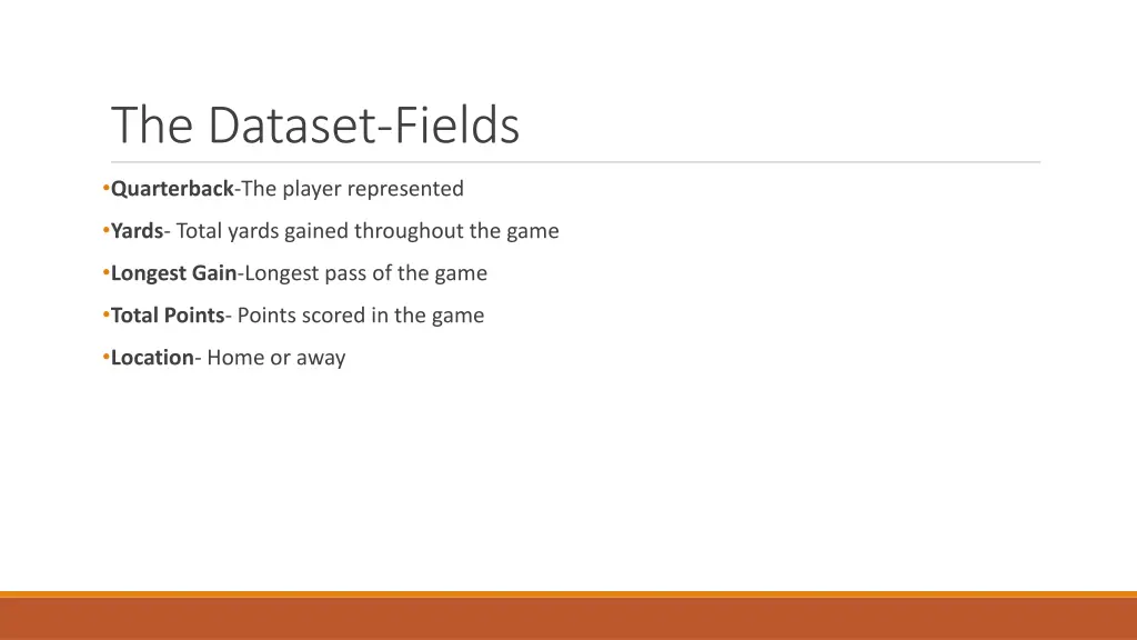 the dataset fields