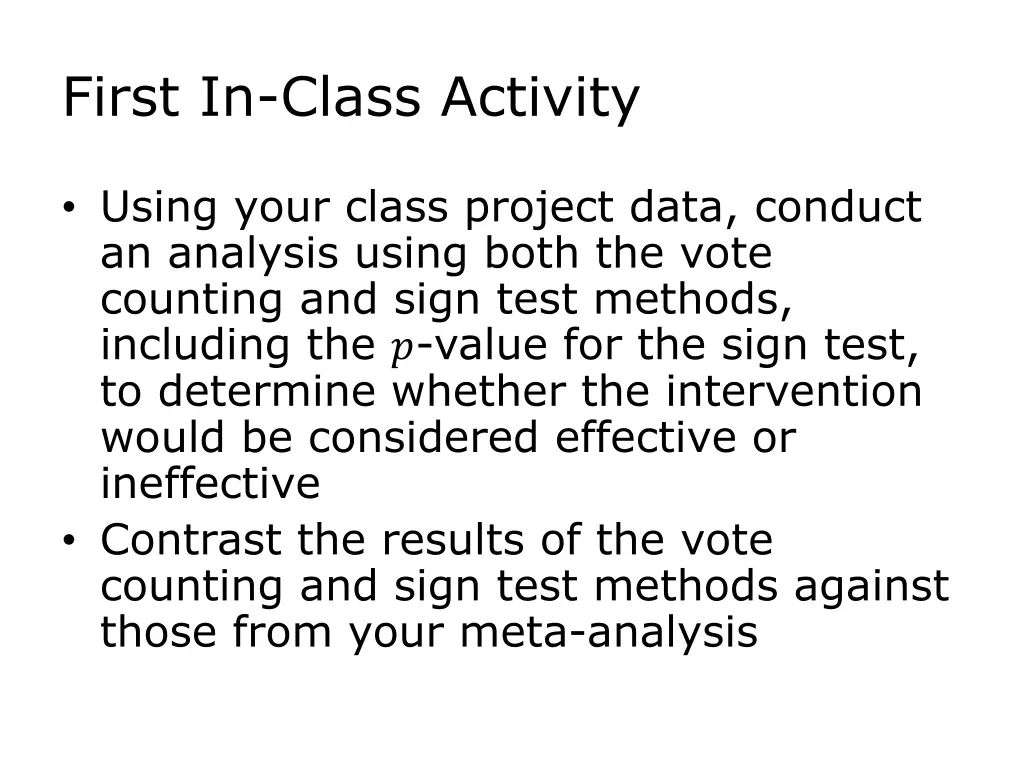 first in class activity