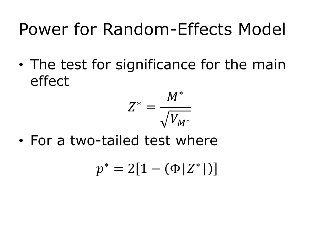 power for random effects model