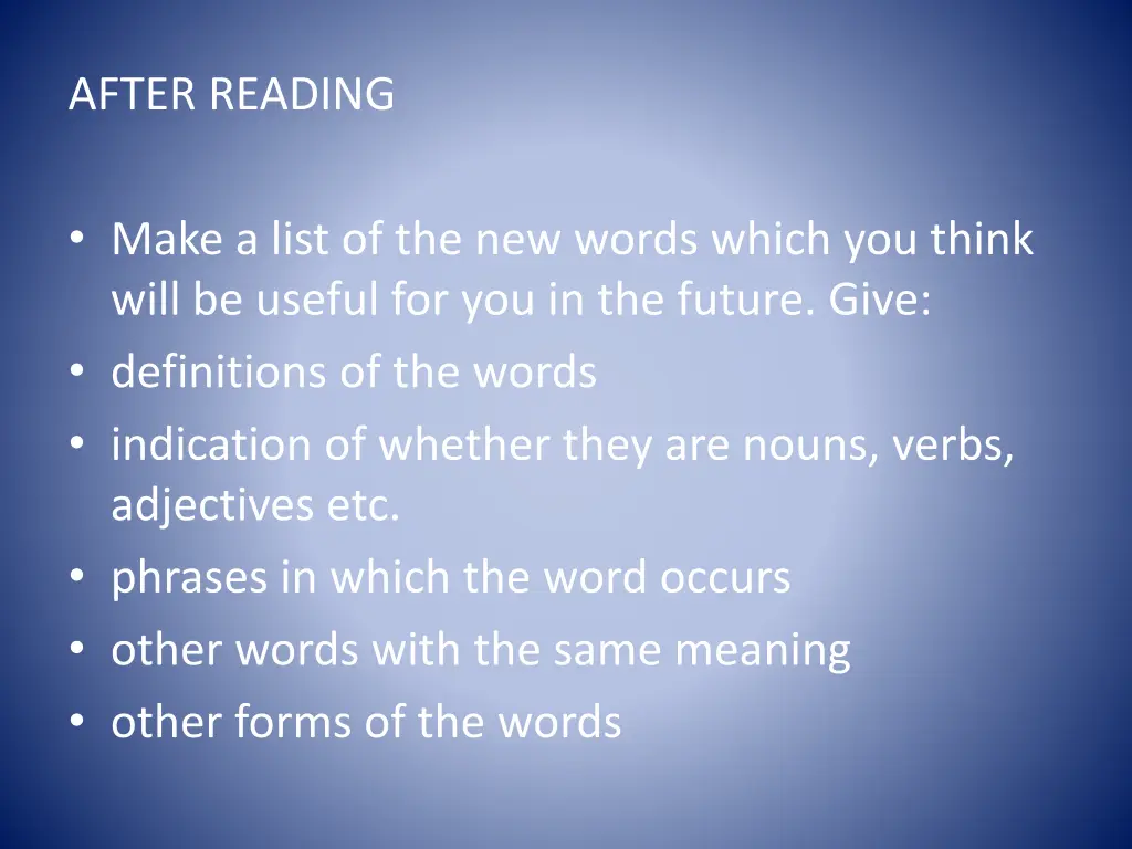 after reading