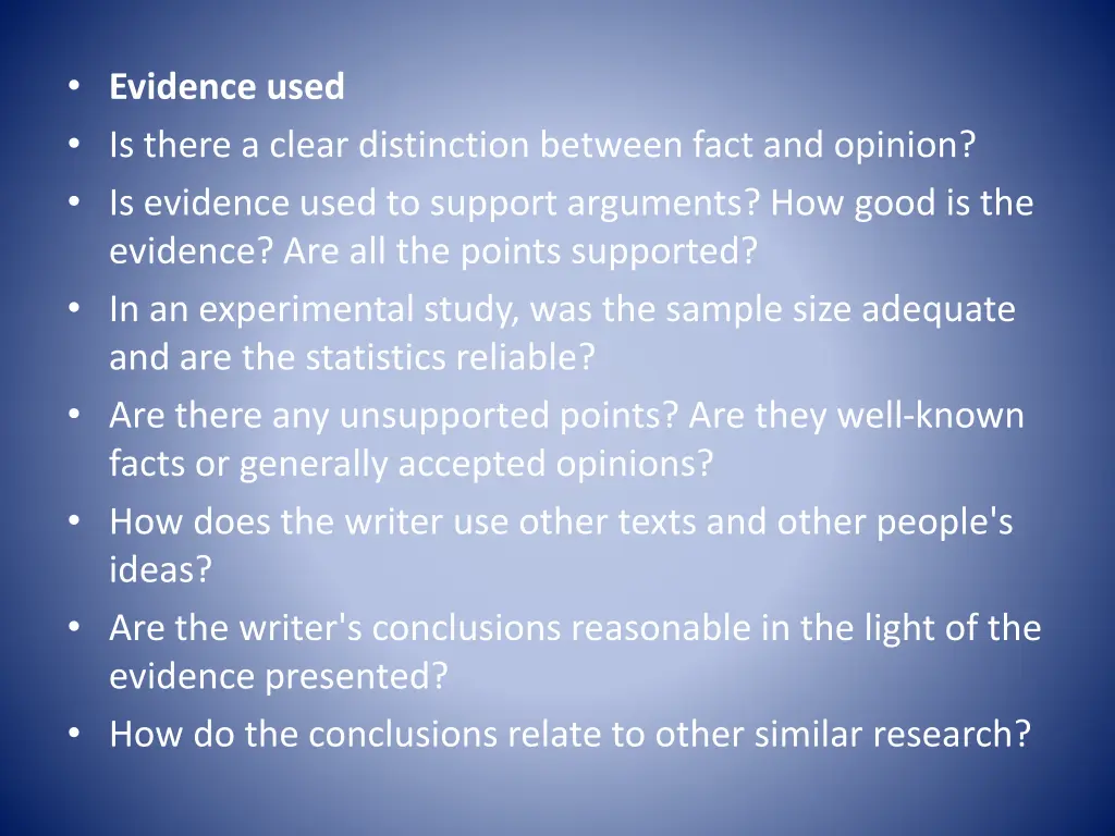 evidence used is there a clear distinction