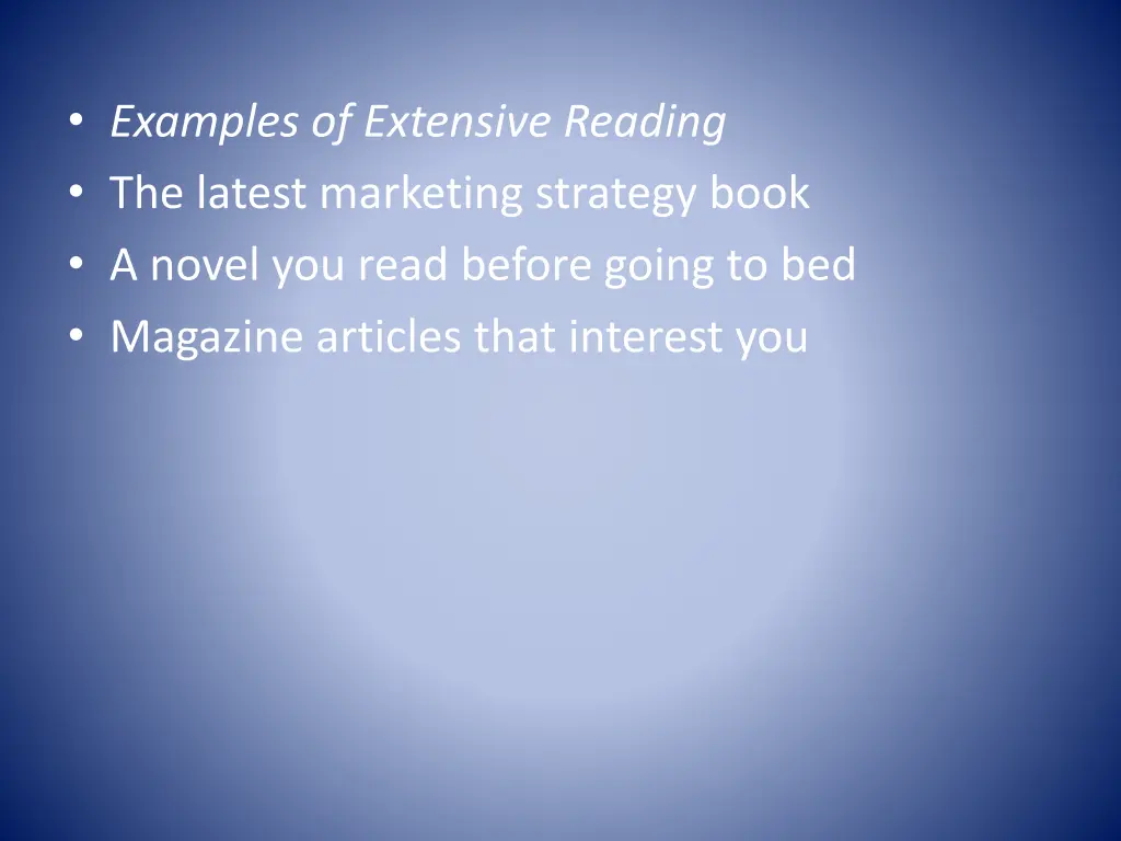 examples of extensive reading the latest