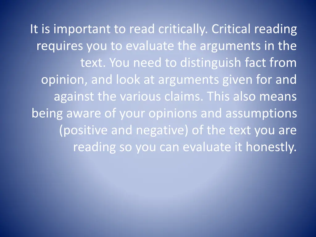 it is important to read critically critical