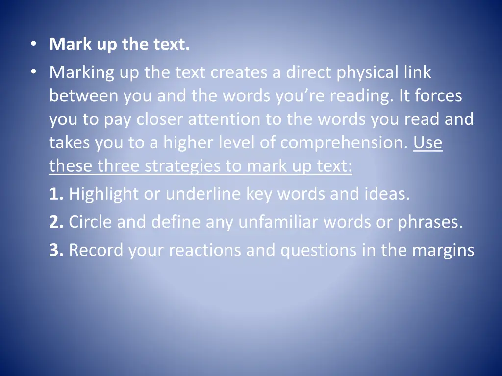 mark up the text marking up the text creates
