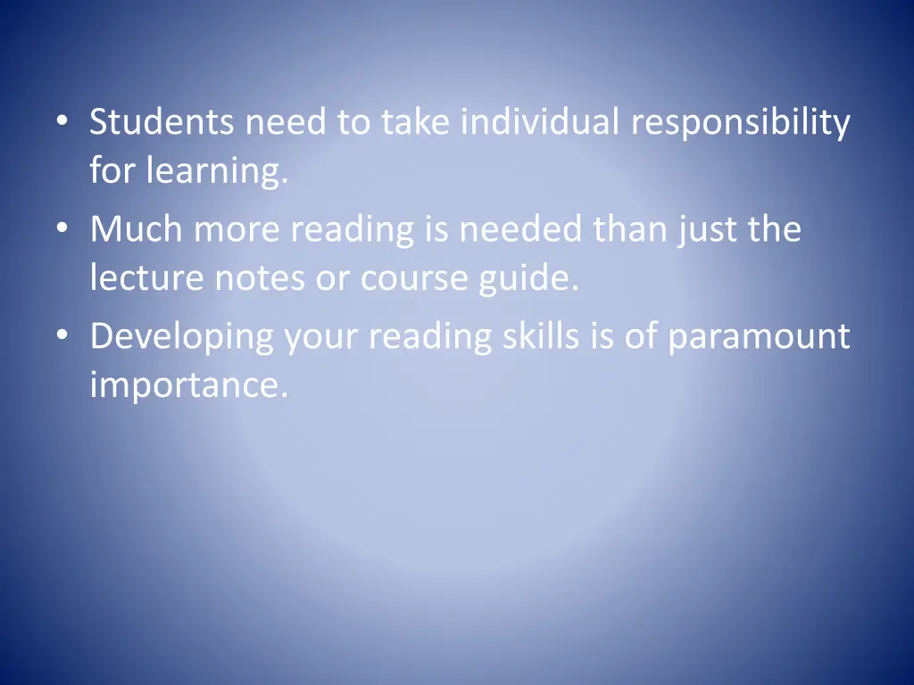 students need to take individual responsibility