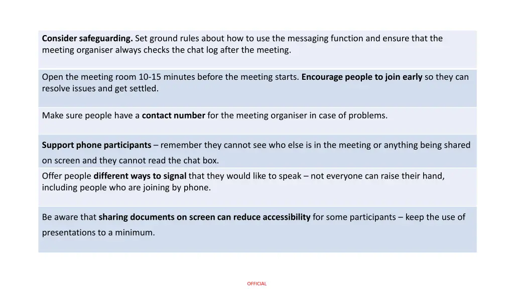 consider safeguarding set ground rules about