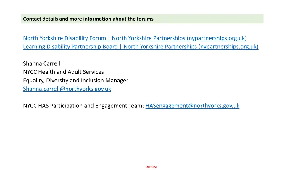 contact details and more information about