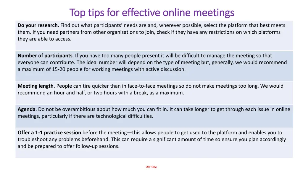 top tips for effective online meetings top tips