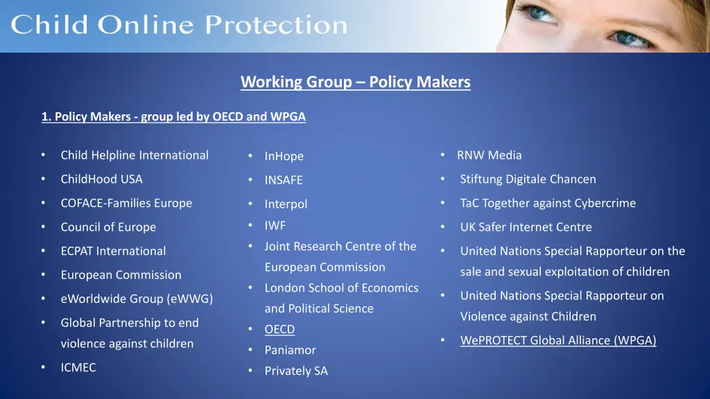 working group policy makers
