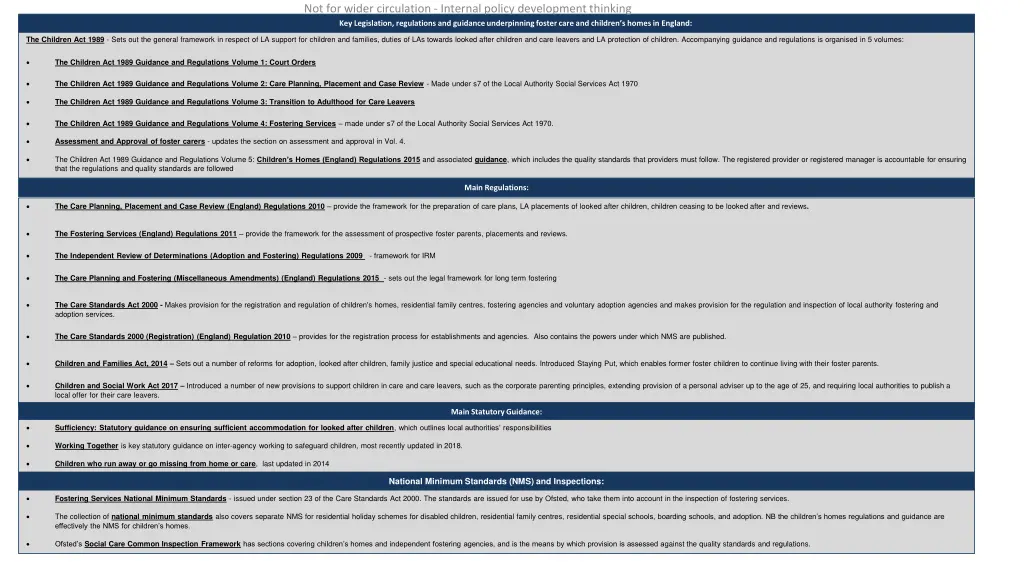 not for wider circulation internal policy 1