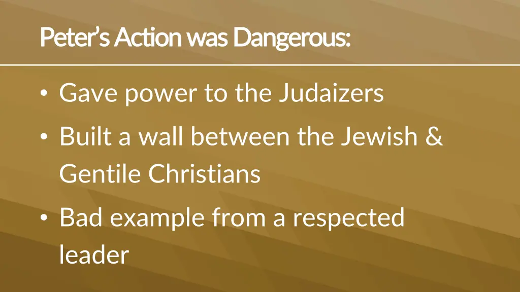 peter s action was dangerous peter s action