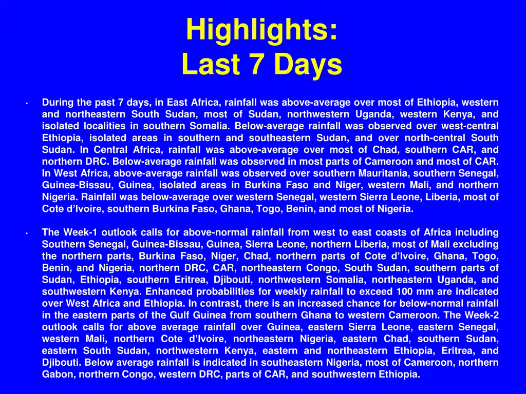 highlights last 7 days