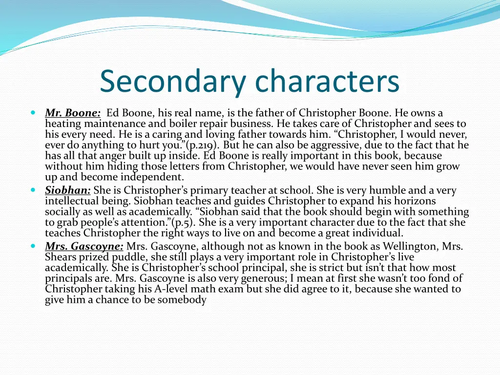 secondary characters