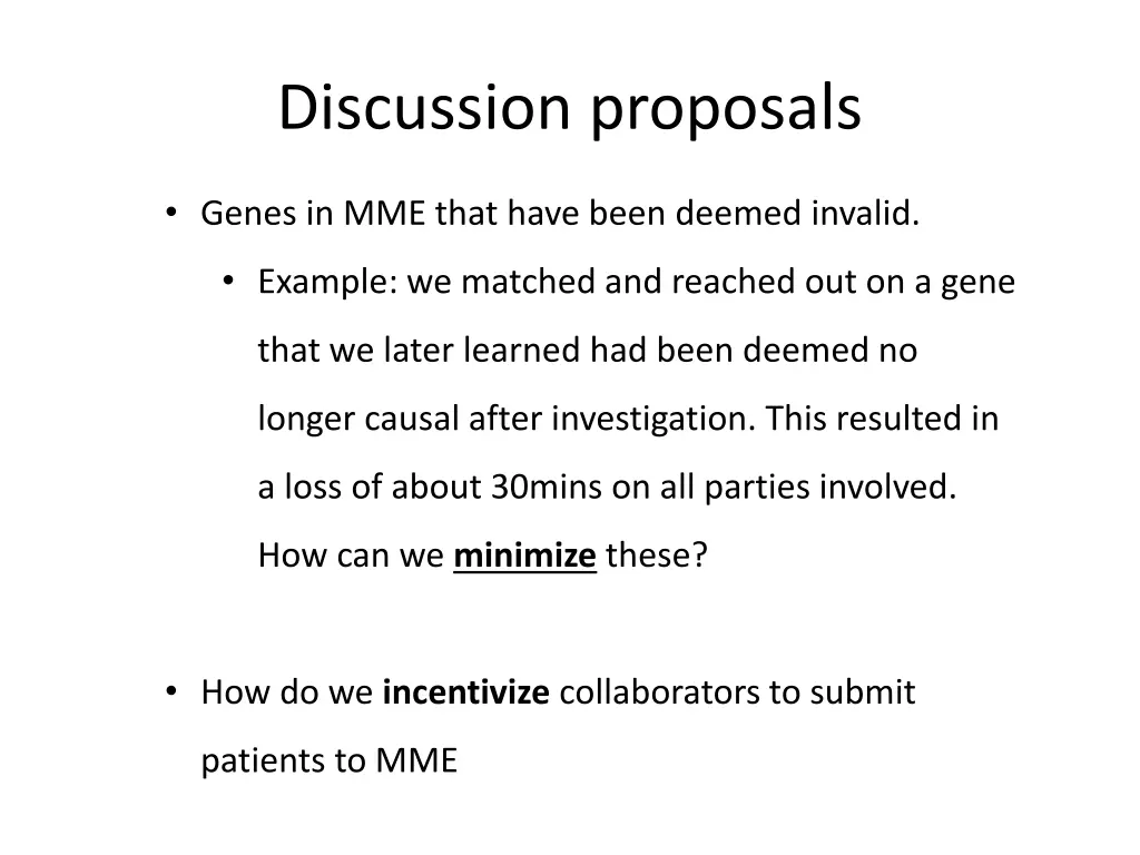 discussion proposals