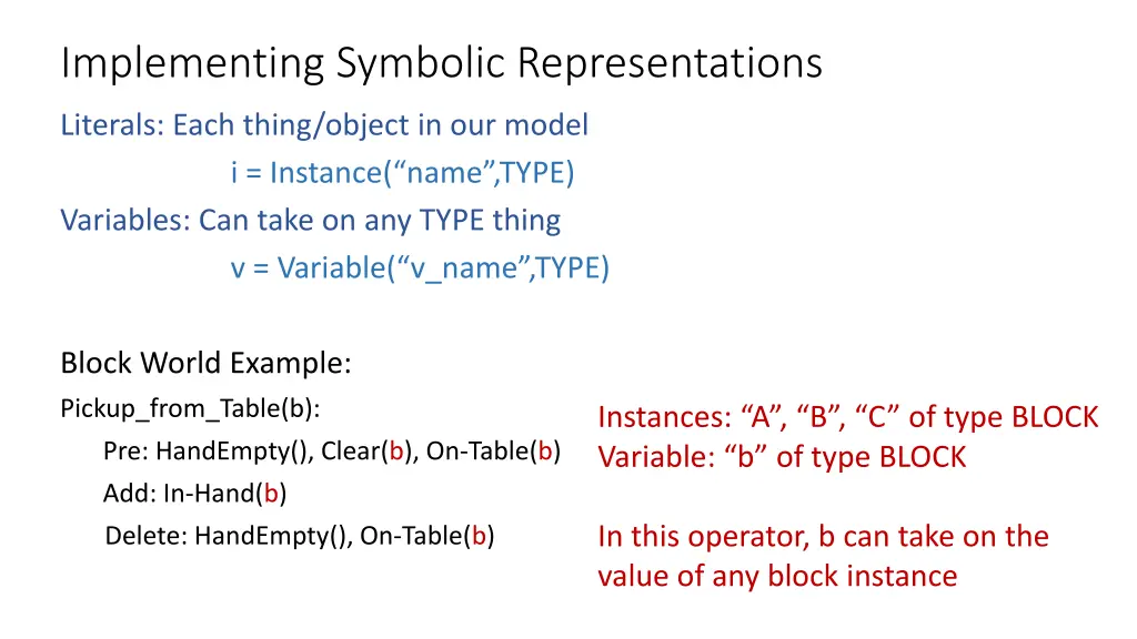 implementing symbolic representations