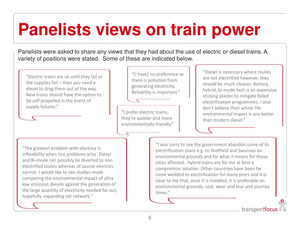 panelists views on train power