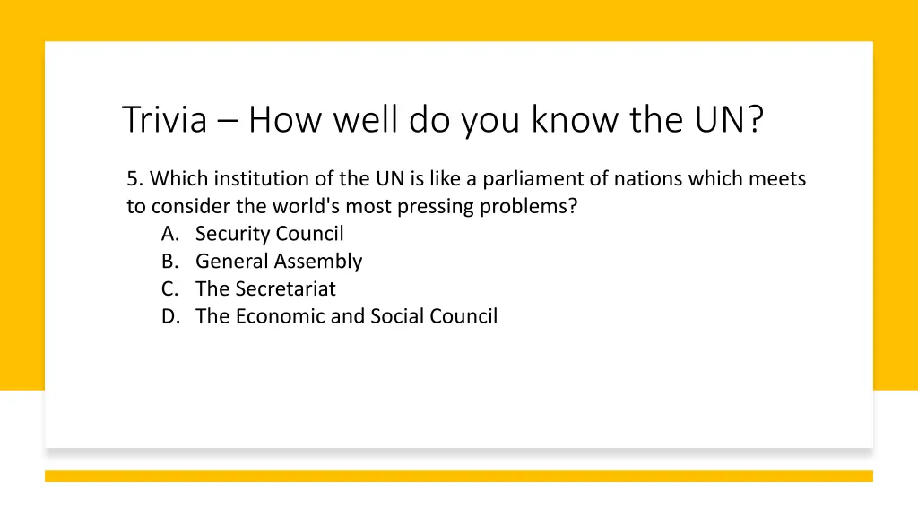 trivia how well do you know the un 4