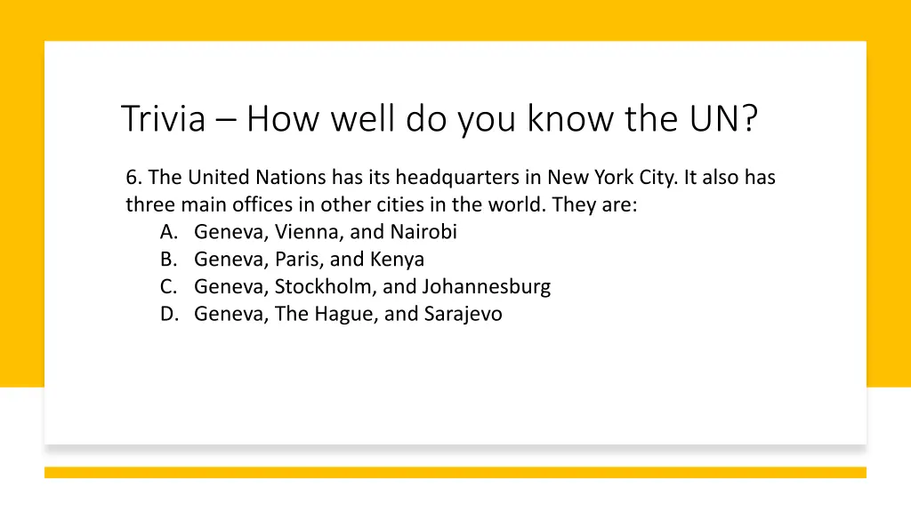 trivia how well do you know the un 5