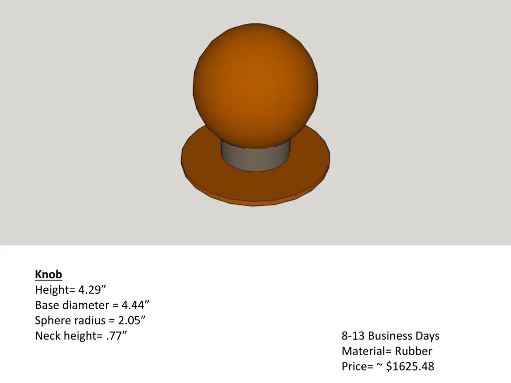 knob height 4 29 base diameter 4 44 sphere radius