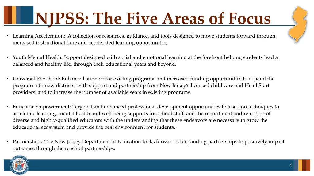 njpss the five areas of focus