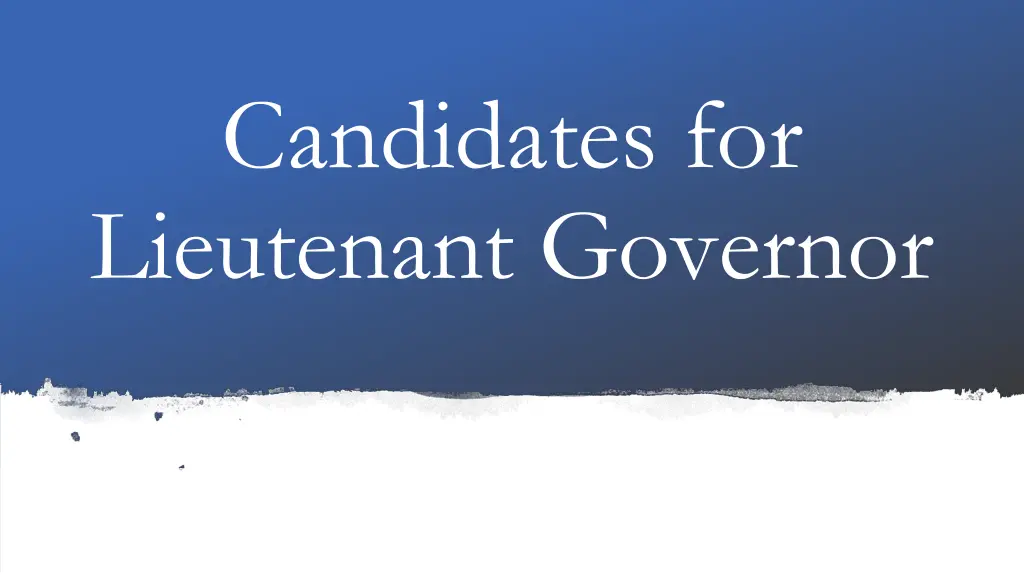 candidates for lieutenant governor