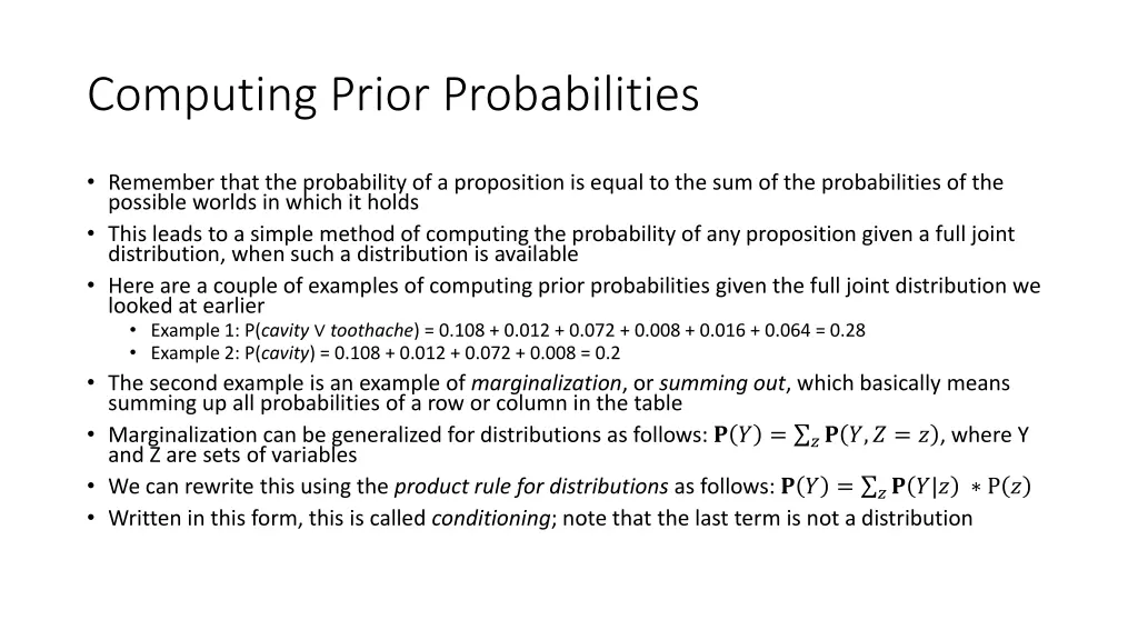 computing prior probabilities