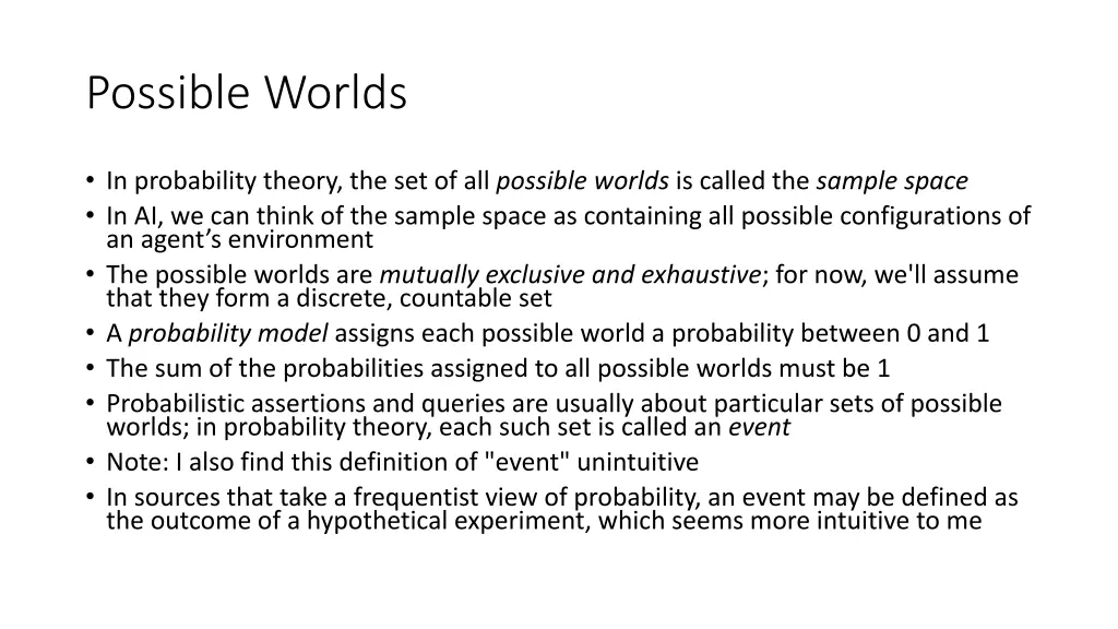 possible worlds