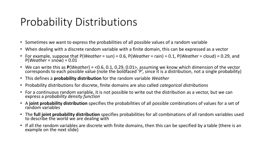 probability distributions